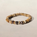 14k Jasper & Brown Zircon Beaded Bracelet with Diamond Rondelles - 8mm