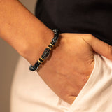 14k London Blue Topaz Beaded Bracelet with Diamond Rondelles - 7mm