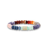 Rainbow Candy Opal Bead Bracelet with 5 14k Gold Pave Diamond Rondelles - 8mm