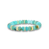 14k Peruvian Opal Beaded Bracelet with 7 Diamond Rondelles - 8mm