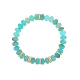 14k Peruvian Opal Beaded Bracelet with 7 Diamond Rondelles - 8mm