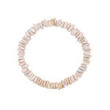 14k Freshwater Keshi Pearl Beaded Bracelet with 5 Diamond Rondelles
