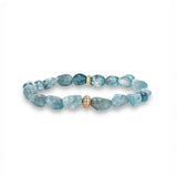14k Blue Zircon Nugget Beaded Bracelet with Diamond Donut