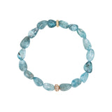 14k Blue Zircon Nugget Beaded Bracelet with Diamond Donut