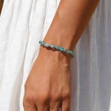 14k Blue Zircon Nugget Beaded Bracelet with Diamond Donut