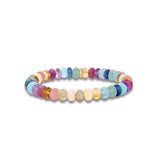 14k Rainbow Gemstone Mix Bracelet with Diamond Donut - 7mm