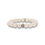 14k Bone Beaded Bracelet with 1 Diamond Donuts - 10mm