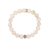 14k Bone Beaded Bracelet with 1 Diamond Donuts - 10mm