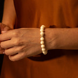 14k Bone Beaded Bracelet with 1 Diamond Donuts - 10mm