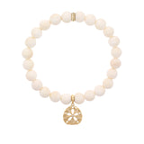 14k Sand Dollar Charm on Beaded Bone Bracelet - 8mm