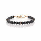 18k Black Diamond Beaded Bracelet with Diamond Rondelles