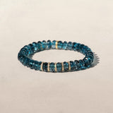 London Blue Topaz Beaded Bracelet with 14k Diamond Rondelles