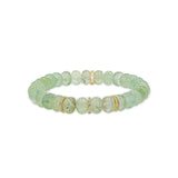 14k Prehnite Beaded Bracelet with 3 Diamond Rondelles - 8mm