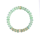 14k Mint Fluorite Beaded Bracelet with Topaz Flush Set Rondelle & Gold Rondelles - 8mm