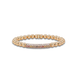 14k Gold Chakra Bar Bali Beaded Bracelet - 6mm