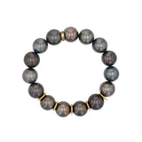 14k Tahitian Pearl Beaded Bracelet with Gold Rondelles - One of a Kind