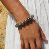 14k Tahitian Pearl Beaded Bracelet with Gold Rondelles - One of a Kind
