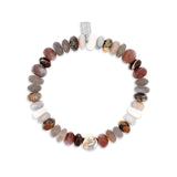 Neutral Gradient Bracelet with Mix Metal Yin Yang Bead - 8mm