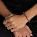 Labradorite Mini Beaded Bracelet with Mix Metal Diamond Rondelles - 5mm