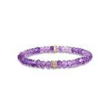 Amethyst Mini Beaded Bracelet with Mix Metal Diamond Rondelles - 6mm