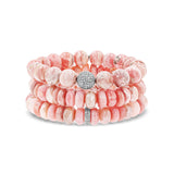 Pink Sands Beach Stack - Opal, Rhodochrosite & Diamond Bead Bracelet Stack