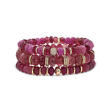 The Monroe Stack - 14k Tourmaline and Pink Sapphire Bracelets - One of a Kind