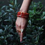 The Blondie Stack - 14k Dark Carnelian, Sunstone & Mexican Opal Bracelets - One of a Kind