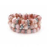 Pink Adobe Bundle - Opal & Diamond Bead Bracelet Stack