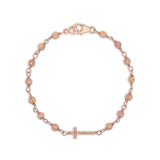 14k Rose Gold Rope Bracelet with Diamond Cross Bead