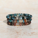 The Joplin Stack - 14k Blue & Brown Mix Bracelets - One of a Kind