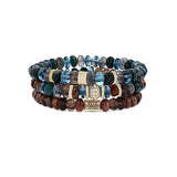 The Joplin Stack - 14k Blue & Brown Mix Bracelets - One of a Kind