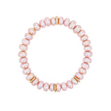 14k Pink Pearl Beaded Bracelet with 3 Diamond Rondelles - 8mm