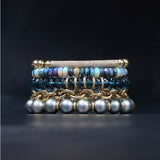 Australian Opal Beaded Bracelet with 14k Diamond Donut