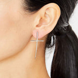 Diamond Cross Spike Earrings