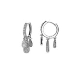 Three Drop Silver & Diamond Shaker Earrings