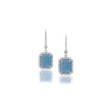 Aquamarine with Diamond Halo French Hook Earrings