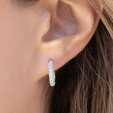 Silver Pave Diamond Huggie Hoop Earrings - 15mm