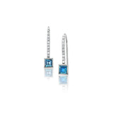 London Blue Princess Cut with French Hook Earrings