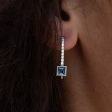 London Blue Princess Cut with French Hook Earrings