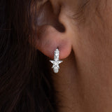 3 Row Diamond Huggies with Diamond Star Earrings