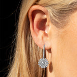 Diamond Daisy with Bezel Center Earring on Diamond French Hooks