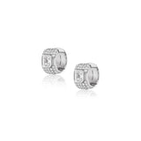 Crystal Quartz Bezel Set Diamond Thick Huggie Earrings