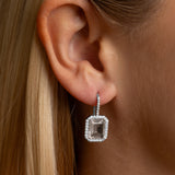 Crystal Quartz with Diamond Halo French Hook Earrings