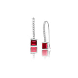 Garnet Princess Cut with French Hook Earrings