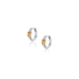Citrine Teardrop & Diamond Huggie Earrings