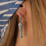 Swimming Through Life Diamond Articulated Fish Huggie Earrings