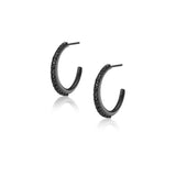 Single Row Black Diamond Medium Tapered Hoop Earrings
