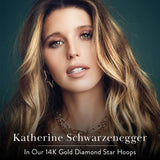 14K Gold Diamond Star Hoop Earrings