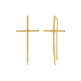 14K Gold Diamond Cross Spike Earrings