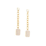 14k Yellow Gold and Diamond Shield Link Earrings